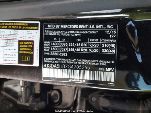 4JGDA5HB7GA705265 Mercedes-Benz Gle 350 4matic