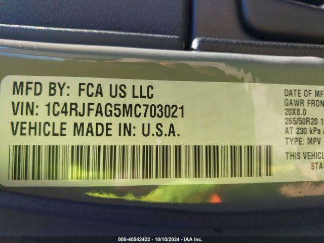 1C4RJFAG5MC703021 Jeep Grand Cherokee Laredo X 4x4