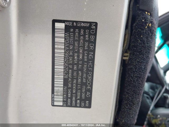 2004 PORSCHE 911 WP0AA29914S620428 Photo 8