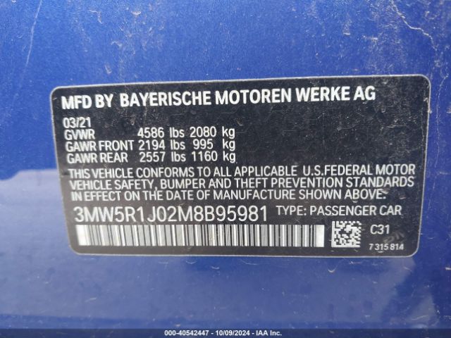 3MW5R1J02M8B95981 BMW 330I