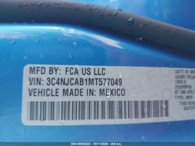 3C4NJCAB1MT577049 Jeep Compass Sport Fwd