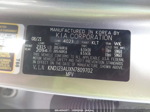 KNDJ23AUXN7809702 KIA SOUL LX