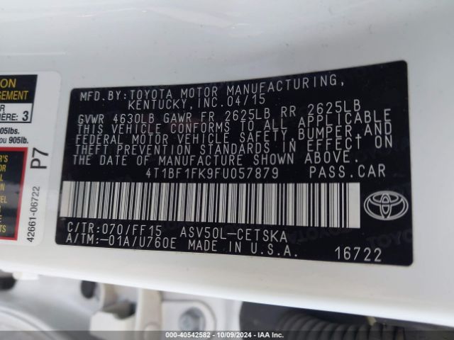 4T1BF1FK9FU057879 Toyota CAMRY SE