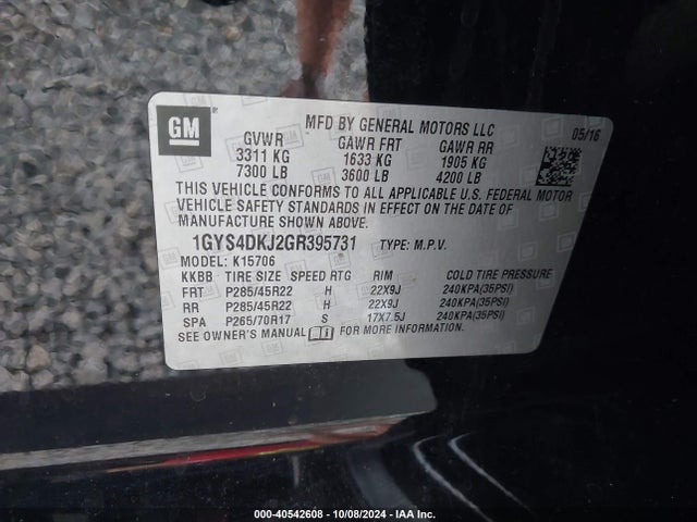 1GYS4DKJ2GR395731 Cadillac Escalade Platinum