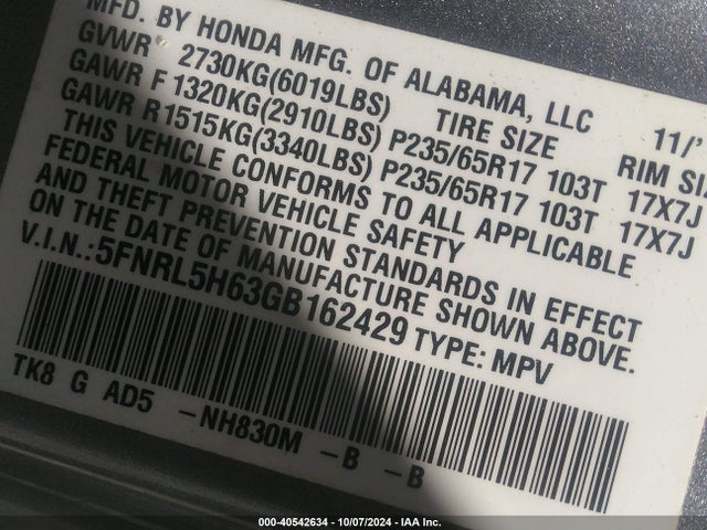 Honda Odyssey Ex-l 2016 5FNRL5H63GB162429 Image 9
