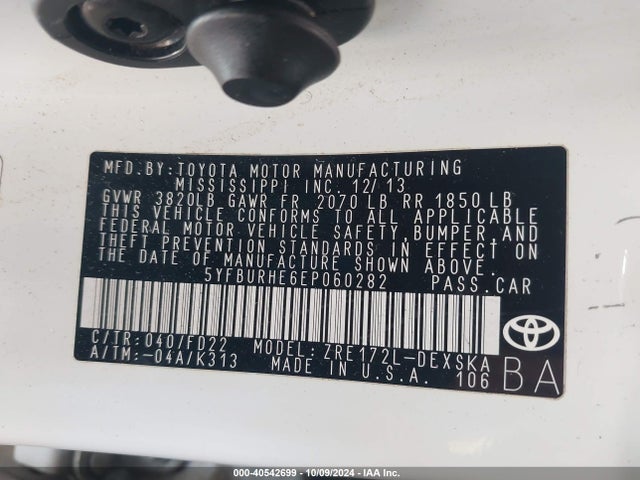 Toyota Corolla S Plus 2014 5YFBURHE6EP060282 Image 9