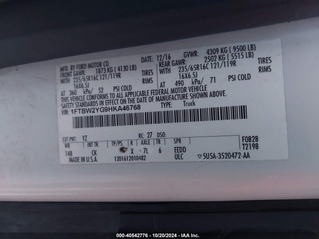 Ford Transit-350 2017 1FTBW2YG9HKA46768 Image 9