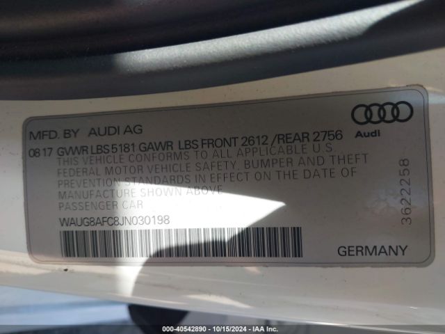 WAUG8AFC8JN030198 Audi A6 2.0t Premium