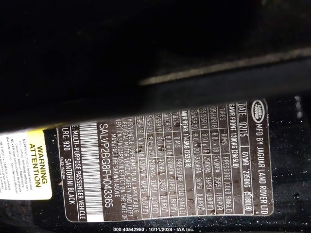 SALVP2BG8FH043365 Land Rover Range Rover Evoque Pure