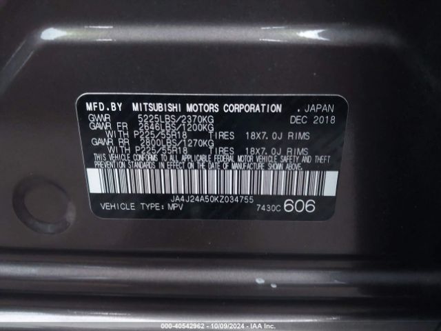 JA4J24A50KZ034755 Mitsubishi Outlander Phev Sel