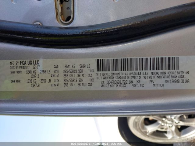 3C4PDDGG8JT261104 Dodge Journey Crossroad Awd
