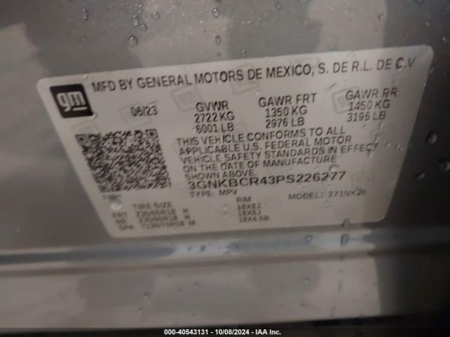 3GNKBCR43PS226277 Chevrolet Blazer Fwd 2lt