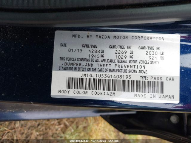 JM1GJ1U53G1408195 Mazda MAZDA6