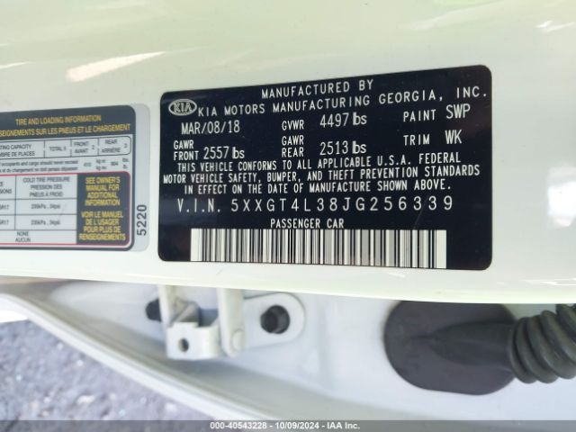 5XXGT4L38JG256339 KIA Optima Lx