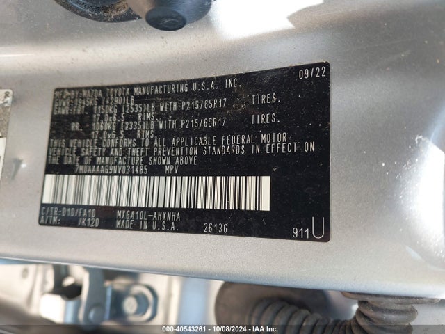 Toyota Corolla Cross L 2022 7MUAAAAG9NV031485 Image 9