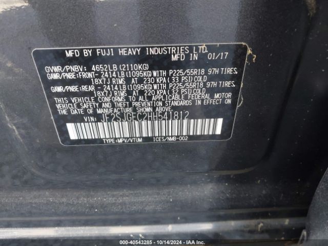 JF2SJGEC2HH541812 Subaru Forester 2.0xt Premium