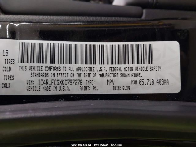 1C4RJFCGXKC797276 Jeep Grand Cherokee High Altitude 4x4