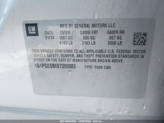 1G1PG5SB6E7280083 Chevrolet CRUZE LTZ