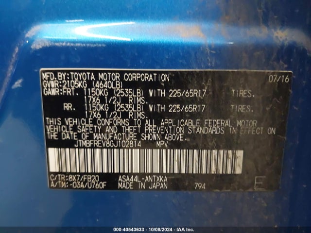 Toyota RAV4 LE 2016 JTMBFREV8GJ102814 Image 9