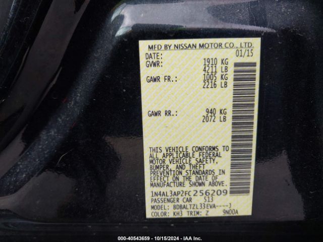 1N4AL3AP2FC256209 Nissan Altima 2.5 Sl
