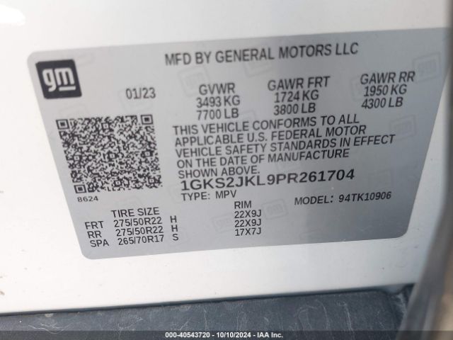 1GKS2JKL9PR261704 GMC Yukon Xl 4wd Denali