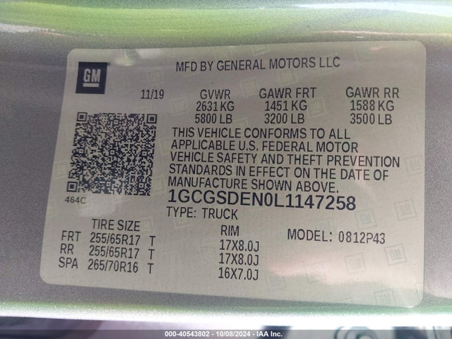 1GCGSDEN0L1147258 Chevrolet Colorado 2wd  Short Box Z71