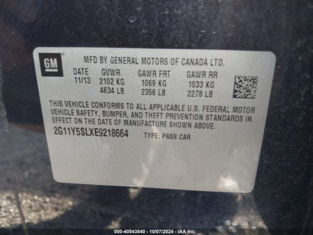 2G11Y5SLXE9218664 Chevrolet Impala 1ls