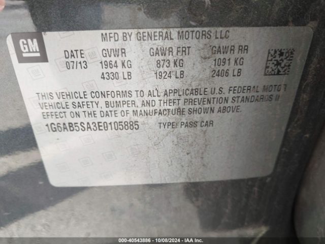1G6AB5SA3E0105885 Cadillac ATS LUXURY
