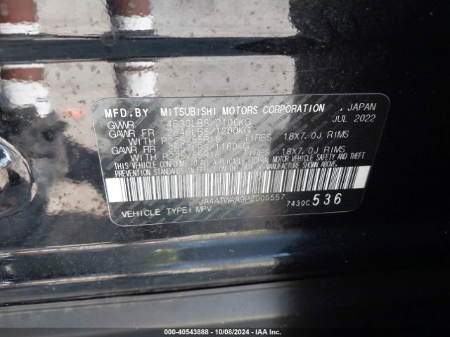 JA4ATWAA9PZ005557 Mitsubishi Eclipse Cross Se /sel