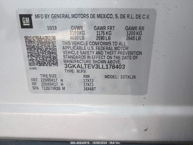 3GKALTEV3LL178403 GMC Terrain Awd Sle