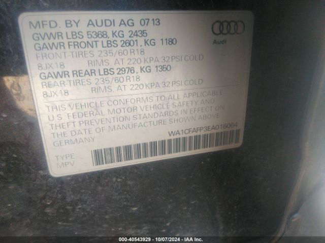 WA1CFAFP3EA016064 Audi Q5 2.0t Premium