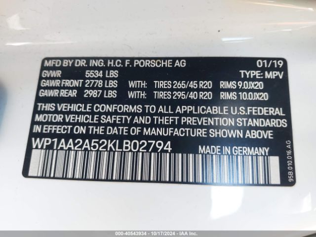 WP1AA2A52KLB02794 Porsche Macan