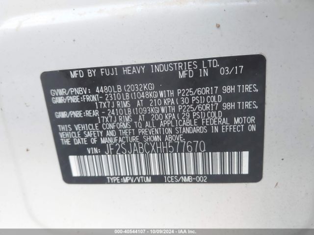 JF2SJABCXHH577670 Subaru Forester 2.5i