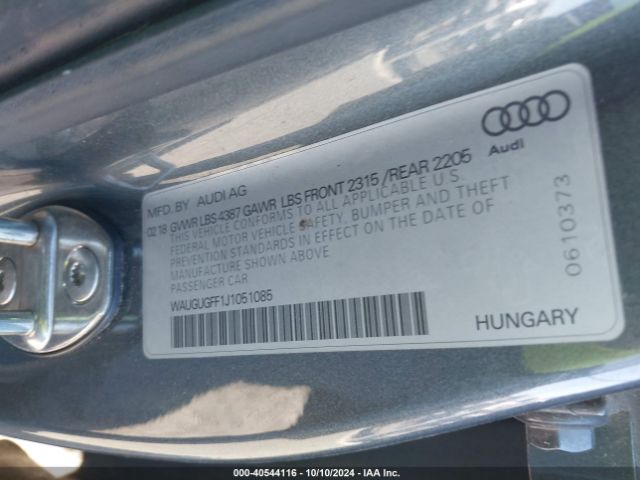 WAUGUGFF1J1051085 Audi A3 2.0t Premium/2.0t Tech Premium