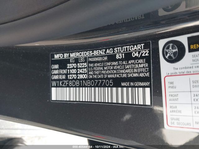 W1KZF8DB1NB077705 Mercedes-Benz E 350