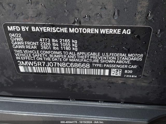 3MW5R7J07N8C68668 BMW 330i Xdrive