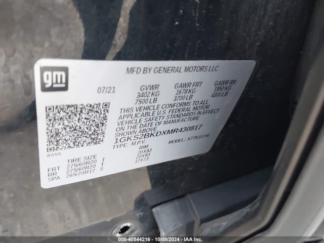 GMC Yukon 4wd Slt 2021 1GKS2BKDXMR430817 Image 9