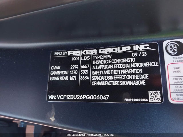 Fisker Ocean One 2023 VCF1ZBU26PG006047 Image 9
