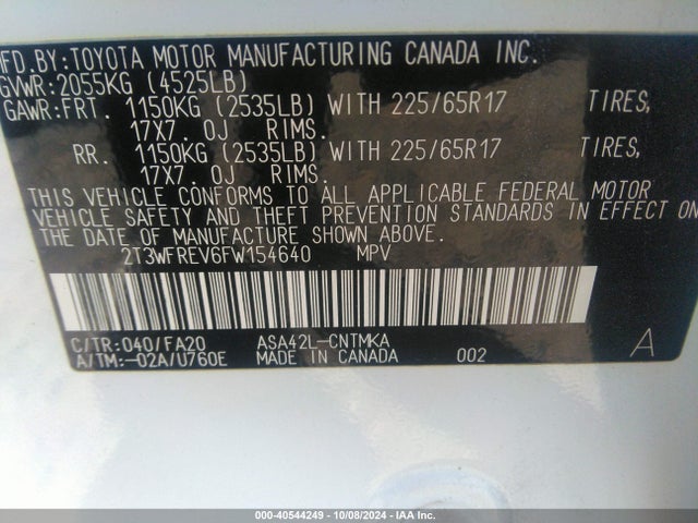 Toyota Rav4 Xle 2015 2T3WFREV6FW154640 Image 9