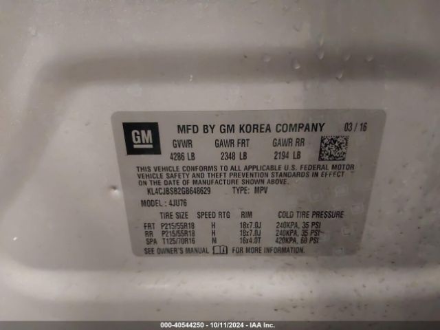 KL4CJBSB2GB648629 Buick Encore Convenience