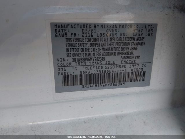 3N1AB8BV6MY282049 Nissan Sentra S Xtronic Cvt