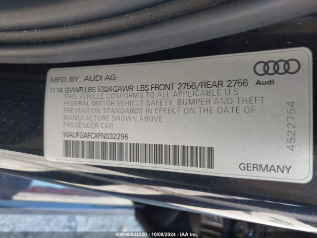 WAUFGAFCXFN032296 Audi A6 3.0t Premium Plus