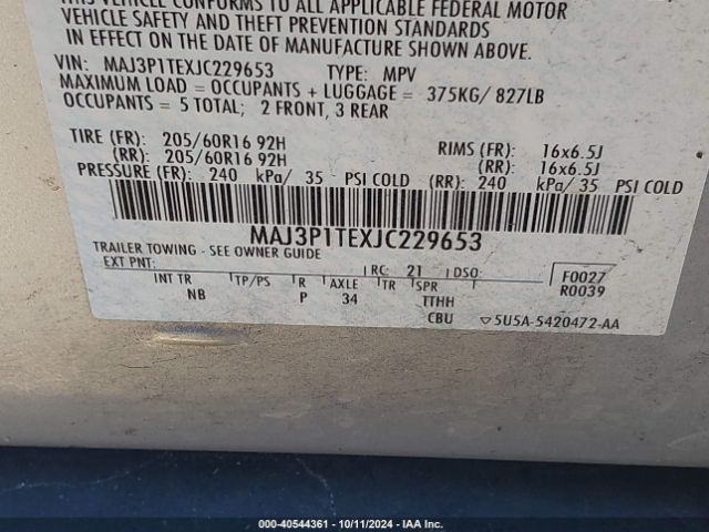 MAJ3P1TEXJC229653 Ford Ecosport Se