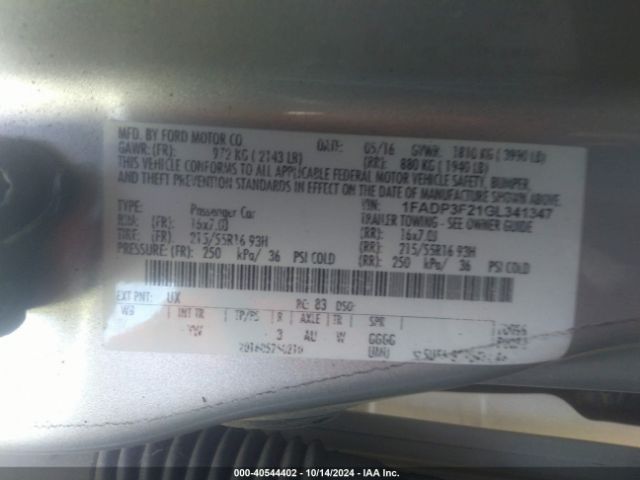 1FADP3F21GL341347 Ford FOCUS SE