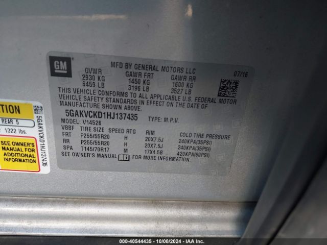 5GAKVCKD1HJ137435 Buick Enclave Premium