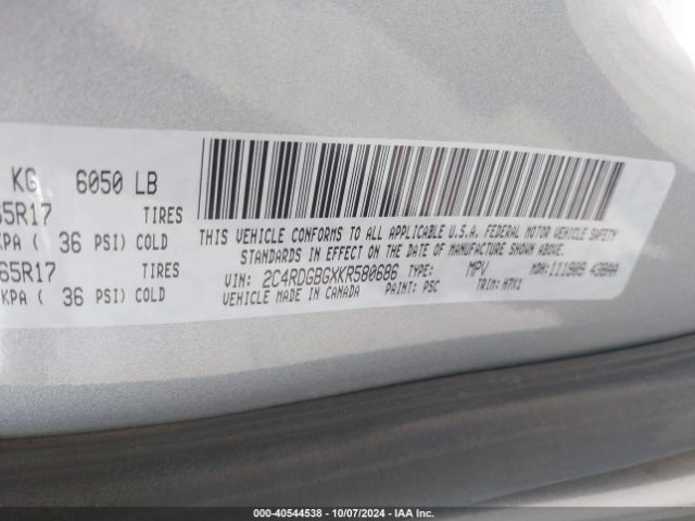2C4RDGBGXKR580686 Dodge Grand Caravan Se