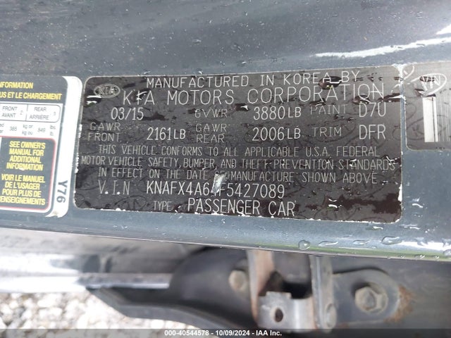 KIA FORTE LX 2015 KNAFX4A64F5427089 Image 9