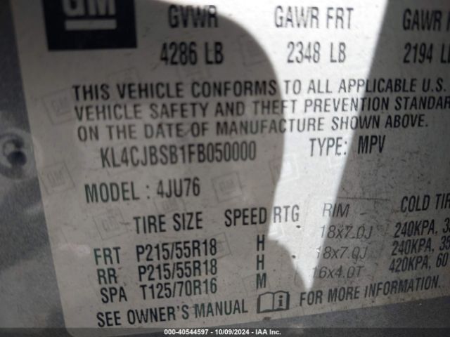 KL4CJBSB1FB050000 Buick Encore Convenience