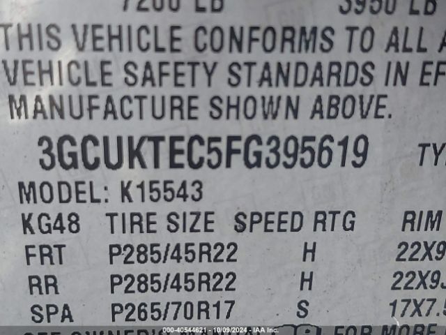 3GCUKTEC5FG395619 Chevrolet Silverado 1500 High Country