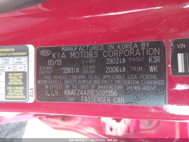 KNAFZ4A81E5091556 KIA FORTE EX